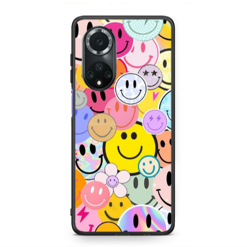 Huawei Nova 9 Smiley Stickers Black Glossy Θήκη