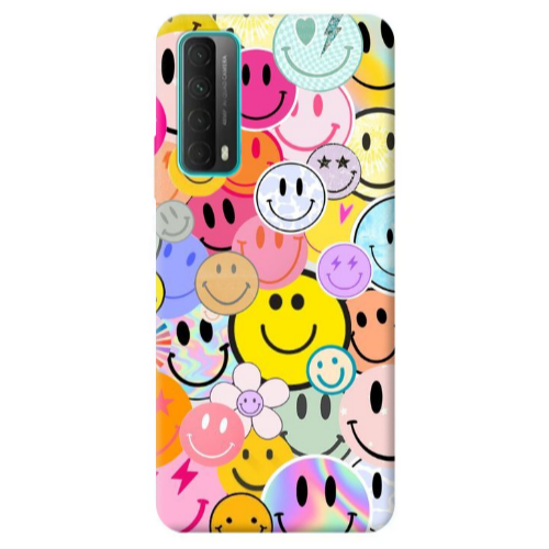Huawei P Smart 2021 Smiley Stickers Transparent Silicone TPU Θήκη
