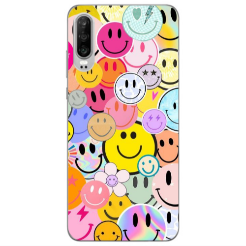 Huawei P30 Smiley Stickers Transparent Silicone TPU Θήκη