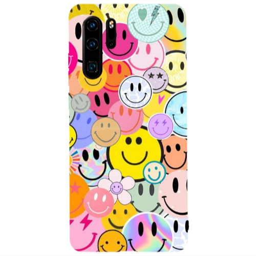 Huawei P30 Pro Smiley Stickers Transparent Silicone TPU Θήκη