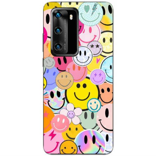 Huawei P40 Smiley Stickers Transparent Silicone TPU Θήκη