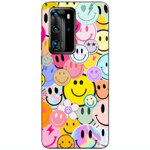 Huawei P40 Pro Smiley Stickers Transparent Silicone TPU Θήκη