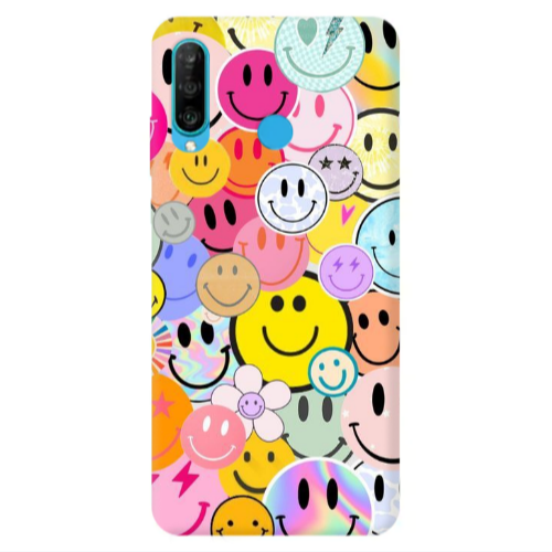 Huawei P30 Lite Smiley Stickers Transparent Silicone TPU Θήκη