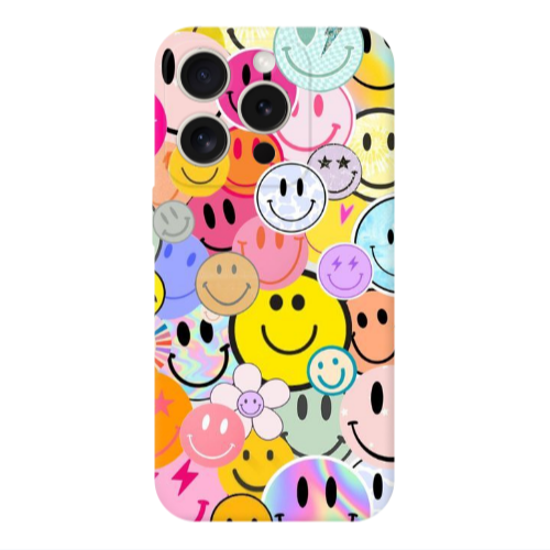 Apple iPhone 15 Pro Max Smiley Stickers Transparent Silicone TPU Θήκη