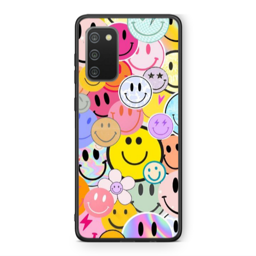 Samsung A02s Smiley Stickers Black Glossy Θήκη