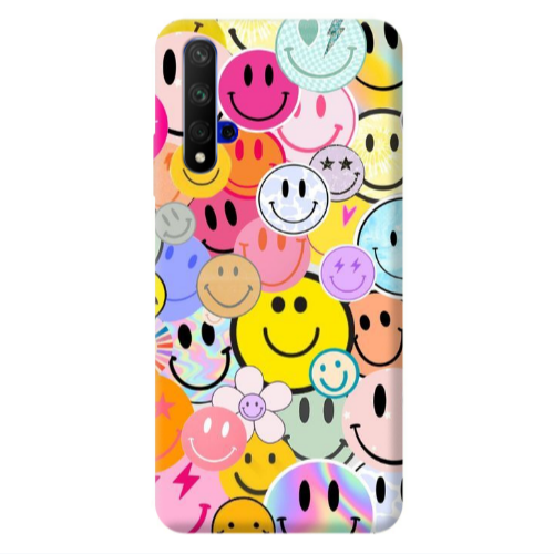 Huawei Nova 5 T Smiley Stickers Transparent Silicone TPU Θήκη
