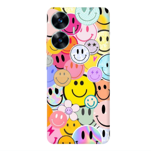 Realme C55 Smiley Stickers Transparent Silicone TPU Θήκη