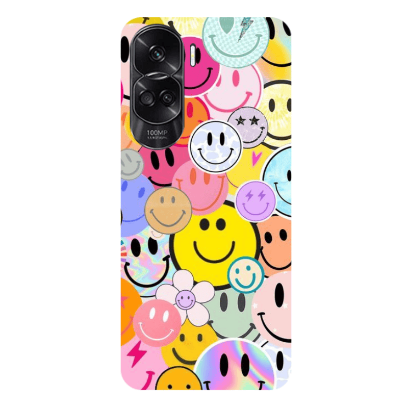 Honor 90 Lite 5G Smiley Stickers Transparent Silicone TPU Θήκη