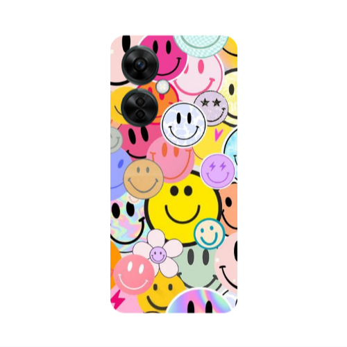 Oneplus Nord CE 3 Lite 5G Smiley Stickers Transparent Silicone TPU Θήκη