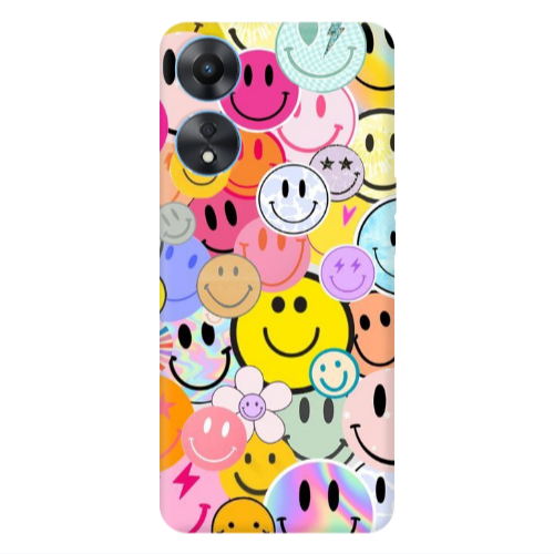 Oppo A 98 Smiley Stickers Transparent Silicone TPU Θήκη