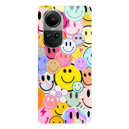Oppo Reno10 5G Smiley Stickers Transparent Silicone TPU Θήκη
