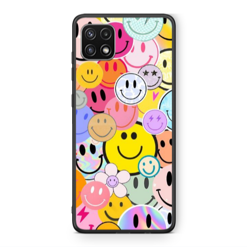 Samsung A22 5G Smiley Stickers Black Glossy Θήκη