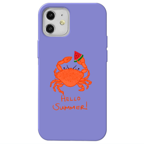 Apple iPhone 12 Hello Summer! Purple Colored Silicone TPU Θήκη