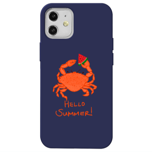 Apple iPhone 12 Hello Summer! Dark blue Colored Silicone TPU Θήκη