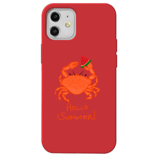 Apple iPhone 12 Hello Summer! Red Colored Silicone TPU Θήκη