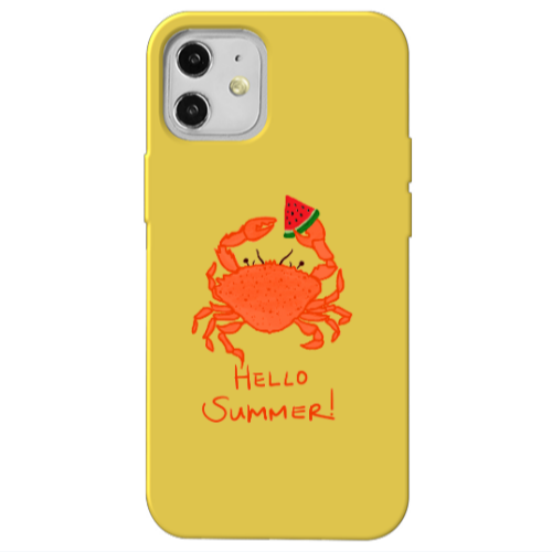 Apple iPhone 12 Hello Summer! Yellow Colored Silicone TPU Θήκη