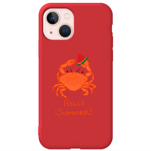 Apple iPhone 13 Hello Summer! Red Colored Silicone TPU Θήκη