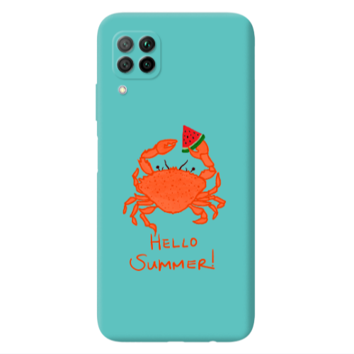 Huawei P40 Lite Hello Summer! Turquoise Colored Silicone TPU Θήκη