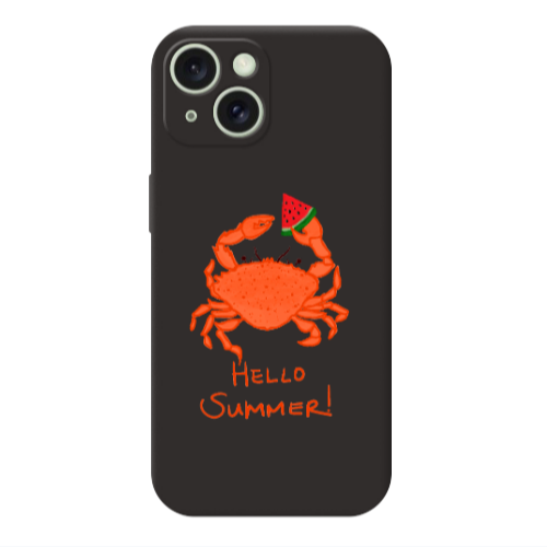 Apple iPhone 15 Hello Summer! Black Colored Silicone TPU Θήκη