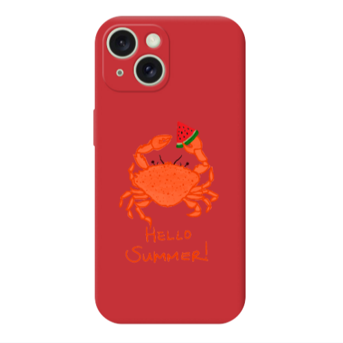 Apple iPhone 15 Hello Summer! Red Colored Silicone TPU Θήκη
