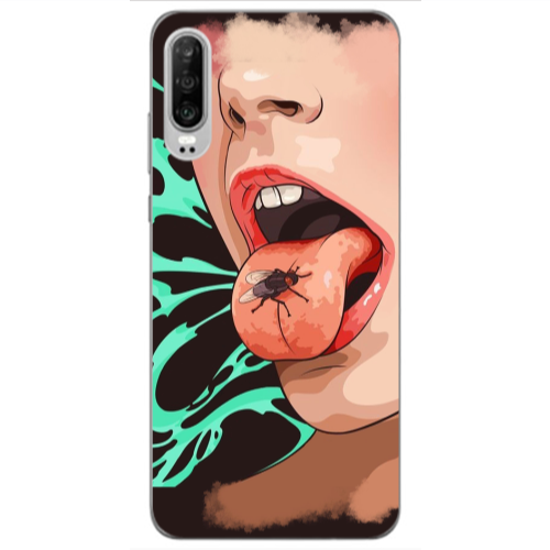 Huawei P30 Black Snake Transparent Silicone TPU Θήκη