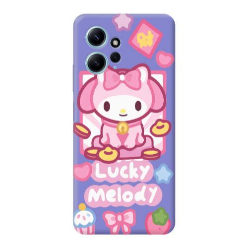 Xiaomi Redmi Note 12 4G Lucky Melody Purple Colored Silicone TPU Θήκη