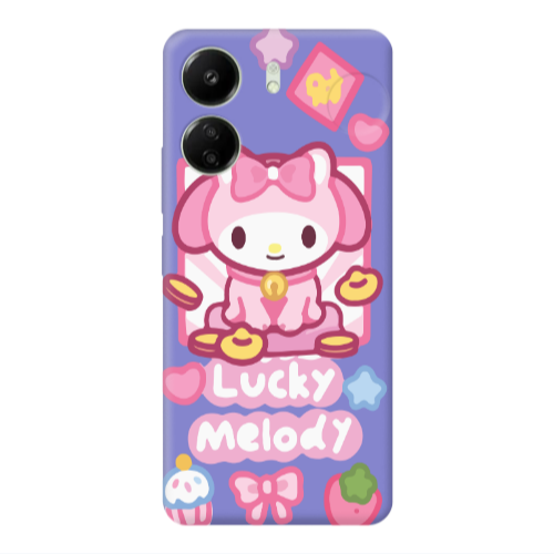 Xiaomi Redmi 13C Lucky Melody Purple Colored Silicone TPU Θήκη