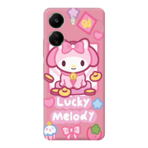 Xiaomi Redmi 13C Lucky Melody Pink Colored Silicone TPU Θήκη