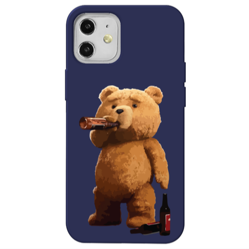Apple iPhone 12 Beer Time Dark blue Colored Silicone TPU Θήκη