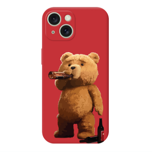 Apple iPhone 15 Beer Time Red Colored Silicone TPU Θήκη