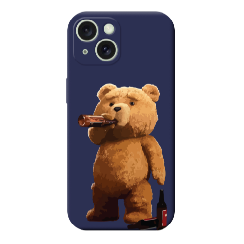 Apple iPhone 15 Plus Beer Time Dark blue Colored Silicone TPU Θήκη