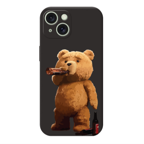 Apple iPhone 15 Plus Beer Time Black Colored Silicone TPU Θήκη
