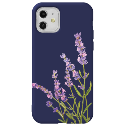Apple iPhone 11  Flowers 8 Dark blue Colored Silicone TPU Θήκη