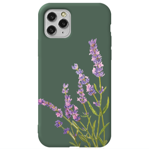Apple iPhone 11 Pro Flowers 8 Dark Green Colored Silicone TPU Θήκη