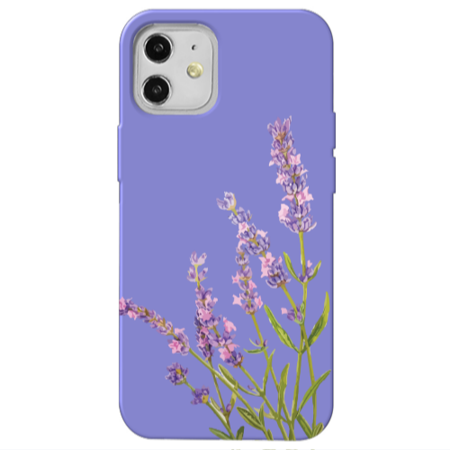 Apple iPhone 12 Flowers 8 Purple Colored Silicone TPU Θήκη