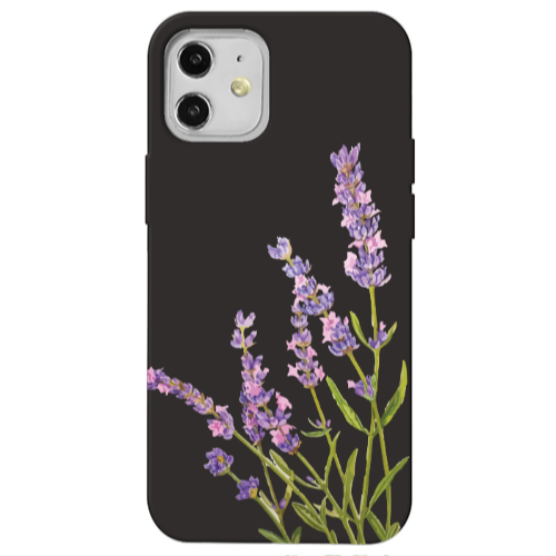 Apple iPhone 12 Flowers 8 Black Colored Silicone TPU Θήκη