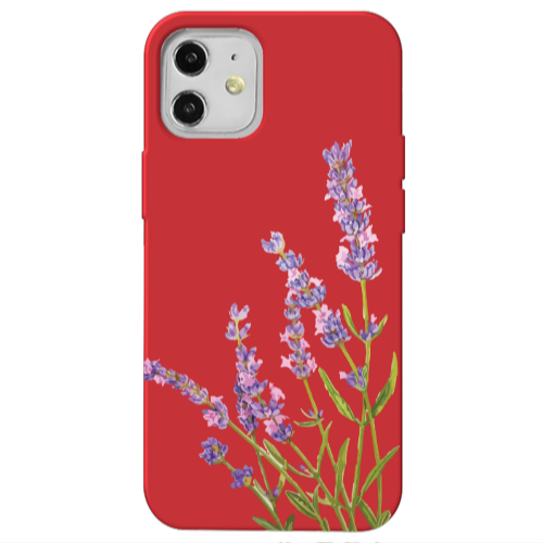 Apple iPhone 12 Flowers 8 Red Colored Silicone TPU Θήκη