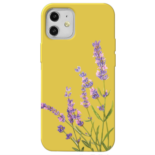 Apple iPhone 12 Flowers 8 Yellow Colored Silicone TPU Θήκη