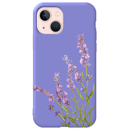 Apple iPhone 13 Flowers 8 Purple Colored Silicone TPU Θήκη