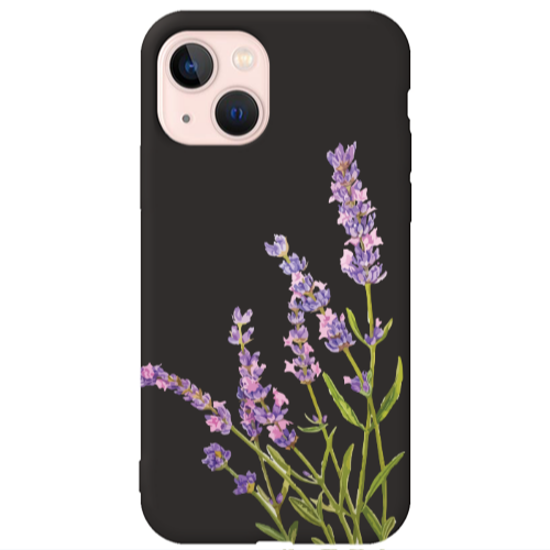 Apple iPhone 13 Flowers 8 Black Colored Silicone TPU Θήκη