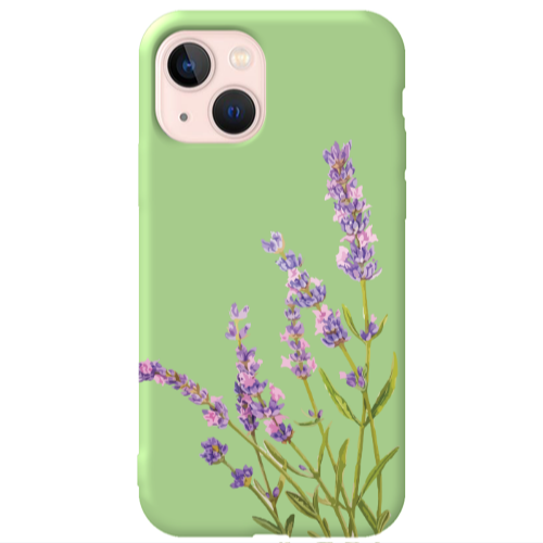Apple iPhone 13 Flowers 8 Light Green Colored Silicone TPU Θήκη
