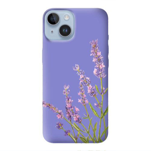 Apple iPhone 14  Flowers 8 Purple Colored Silicone TPU Θήκη