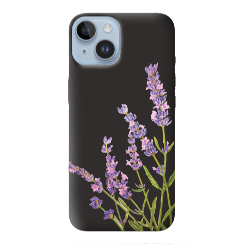 Apple iPhone 14  Flowers 8 Black Colored Silicone TPU Θήκη