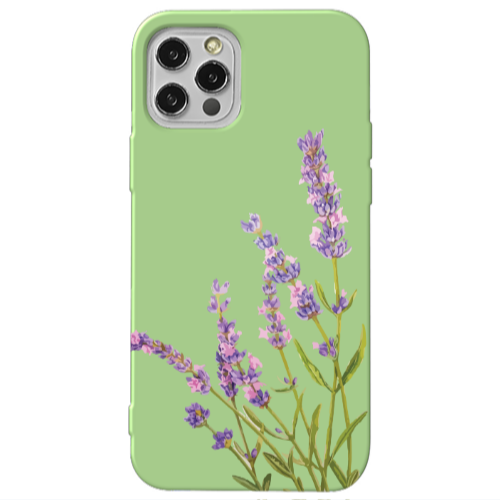 Apple iPhone 12 Pro Max Flowers 8 Light Green Colored Silicone TPU Θήκη