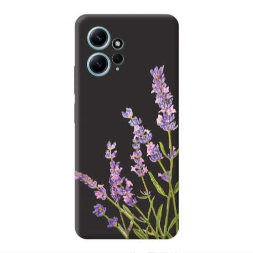 Xiaomi Redmi Note 12 4G Flowers 8 Black Colored Silicone TPU Θήκη