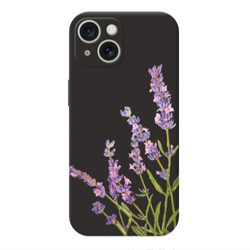 Apple iPhone 15 Flowers 8 Black Colored Silicone TPU Θήκη