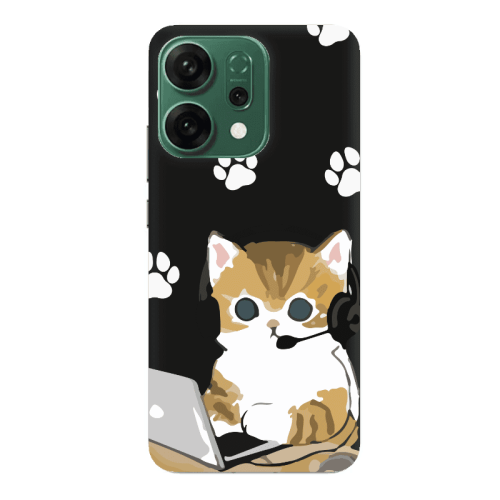 Oppo RENO 14 Call Center Black Colored Silicone TPU Θήκη
