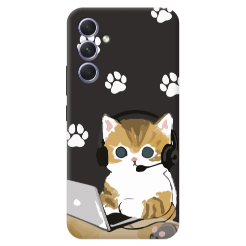 Samsung A54 Call Center Black Colored Silicone TPU Θήκη