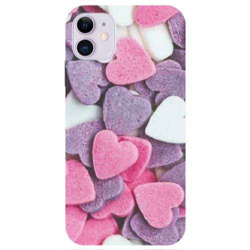Apple iPhone 11  Sponge Hearts Transparent Silicone TPU Θήκη