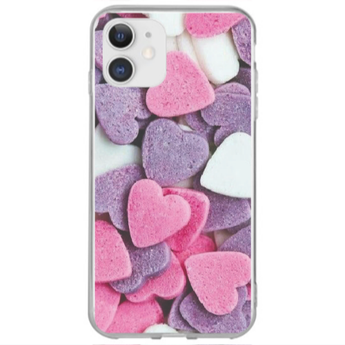 Apple iPhone 12 Sponge Hearts Transparent Silicone TPU Θήκη